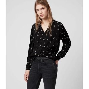 AllSaints Rosi Bamboo Embroidered Blouse